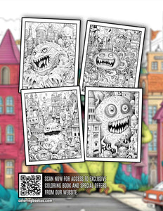 Monster Invasion 30 Pages Printable Coloring Book