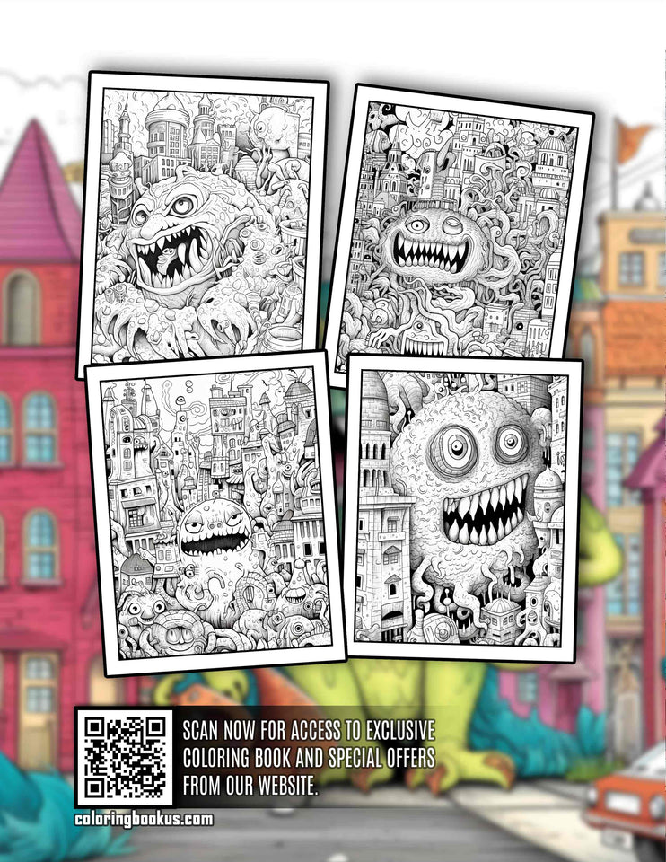 Monster Invasion 30 Pages Printable Coloring Book