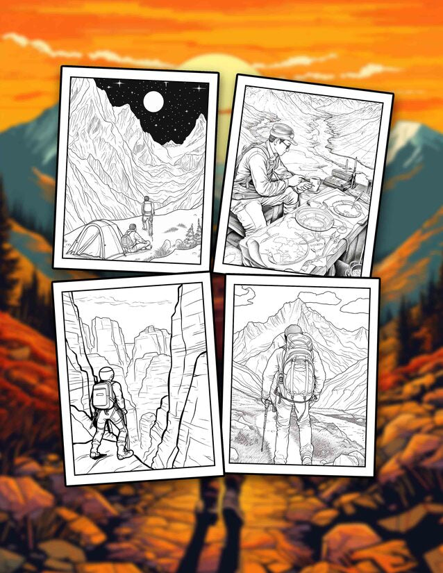 Mountain Climbing 30 Pages Printable Coloring Book