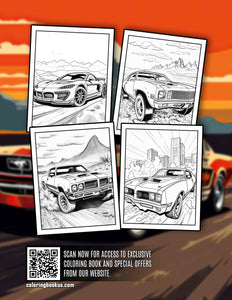 Muscle Cars 30 Pages Printable Coloring Book