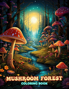 Mushroom Forest 30 Pages Printable Coloring Book