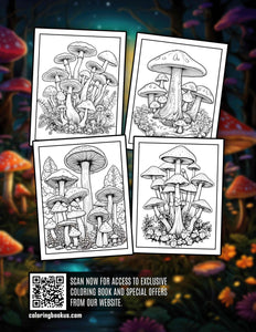 Mushroom Forest 30 Pages Printable Coloring Book