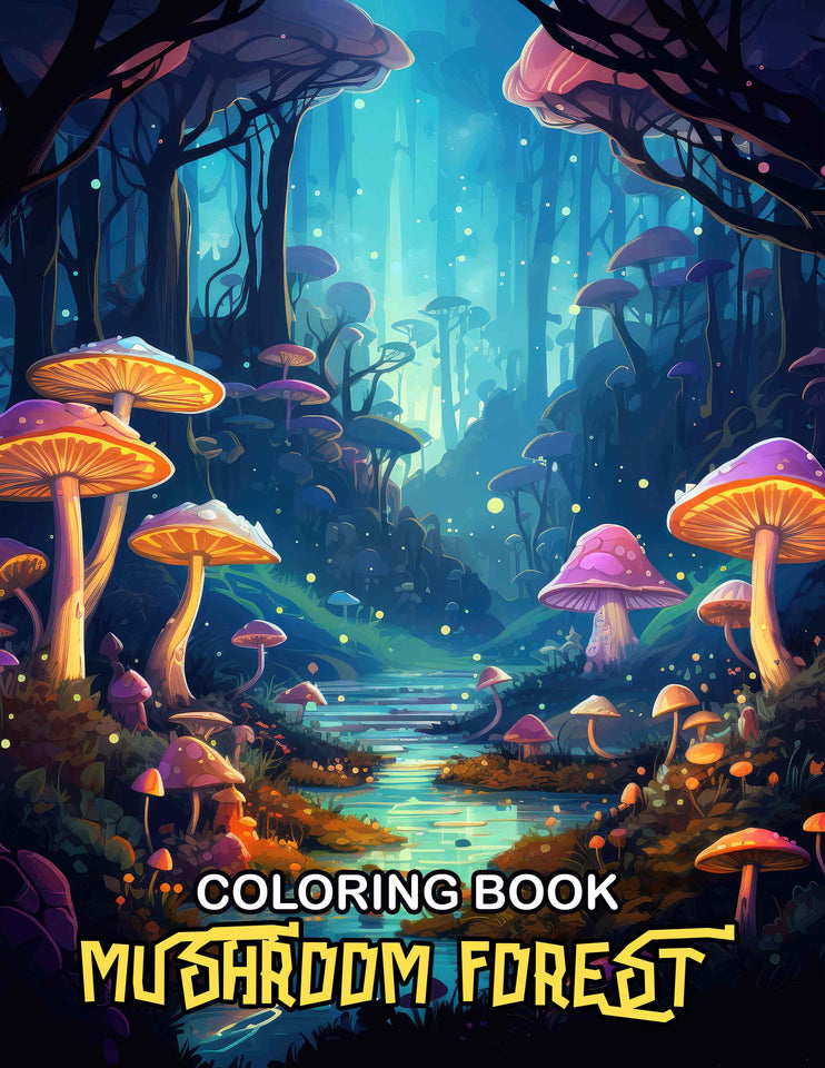 Mushroom Forest 30 Pages Printable Coloring Book