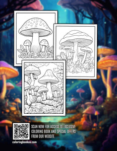 Mushroom Forest 30 Pages Printable Coloring Book