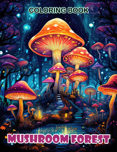 Mushroom Forest 30 Pages Printable Coloring Book