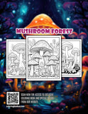 Mushroom Forest 30 Pages Printable Coloring Book