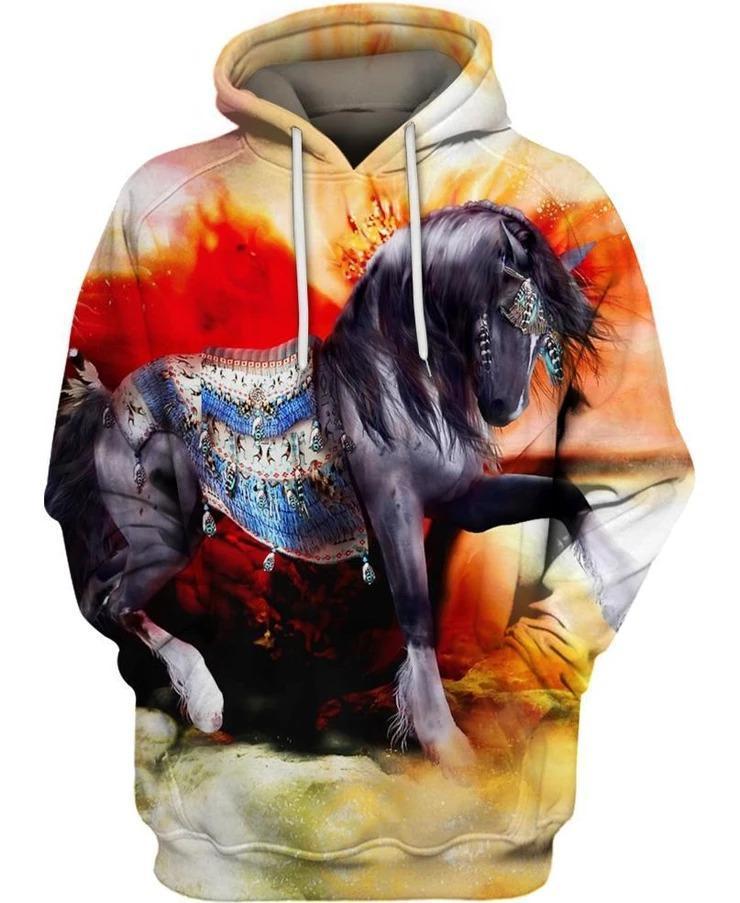 Horse Gifts All Over Print Horse Colourful Unisex Hoodie
