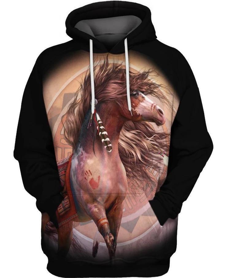 Horse Gifts All Over Print Horse Black Unisex Hoodie