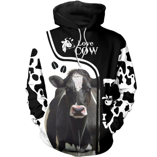 Farmer Gifts Dairy Cow Black White Unisex Hoodie Labour Day Gifts