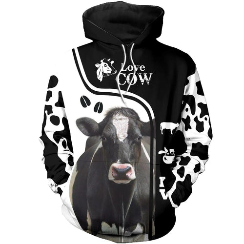 Farmer Gifts Dairy Cow Black White Unisex Hoodie Labour Day Gifts