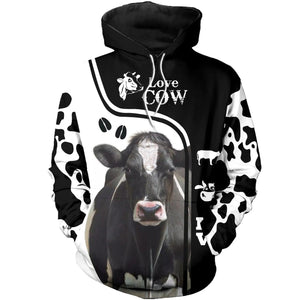 Farmer Gifts Dairy Cow Black White Unisex Hoodie Labour Day Gifts