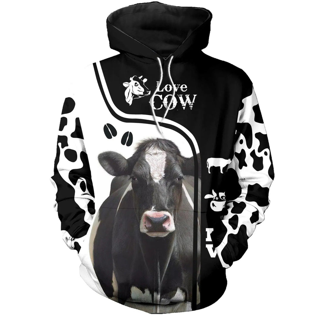 Farmer Gifts Dairy Cow Black White Unisex Hoodie Labour Day Gifts