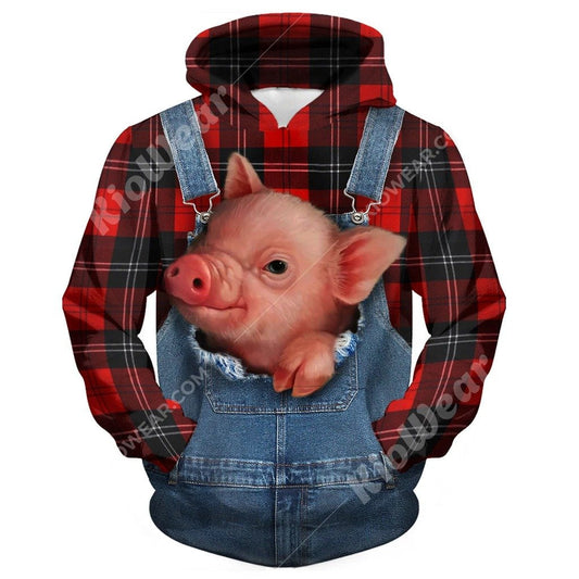 Farmer Gifts Lovely Pigs Red Unisex Hoodie Labour Day Gifts