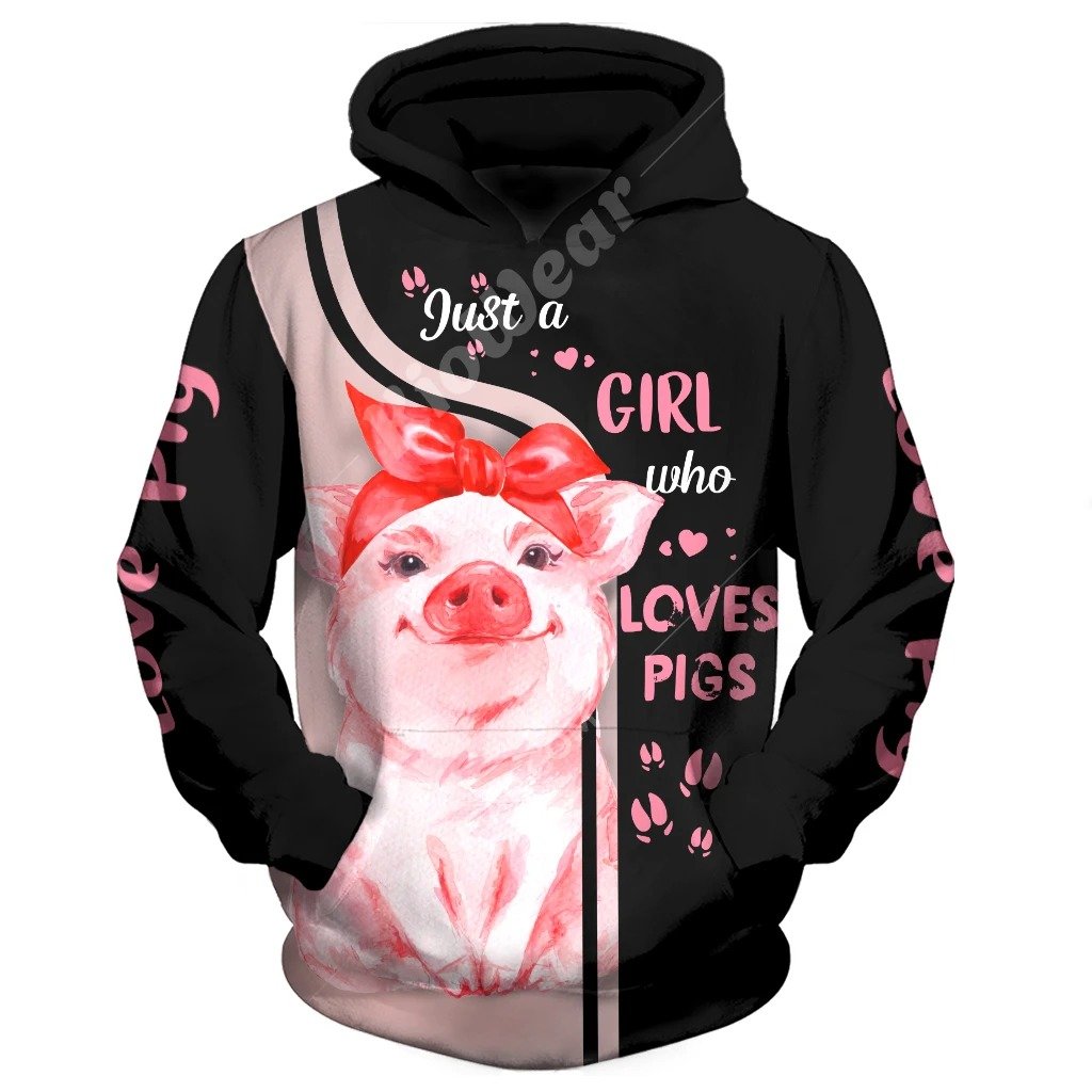 Farmer Gifts Lovely Pigs Black Pink Unisex Hoodie Labour Day Gifts