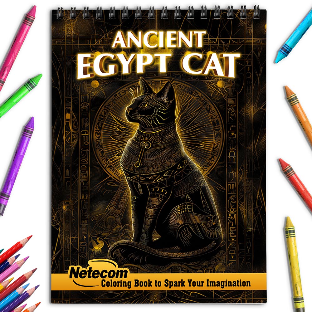 Netecom Ancient Egypt Cat Coloring Book for Adults