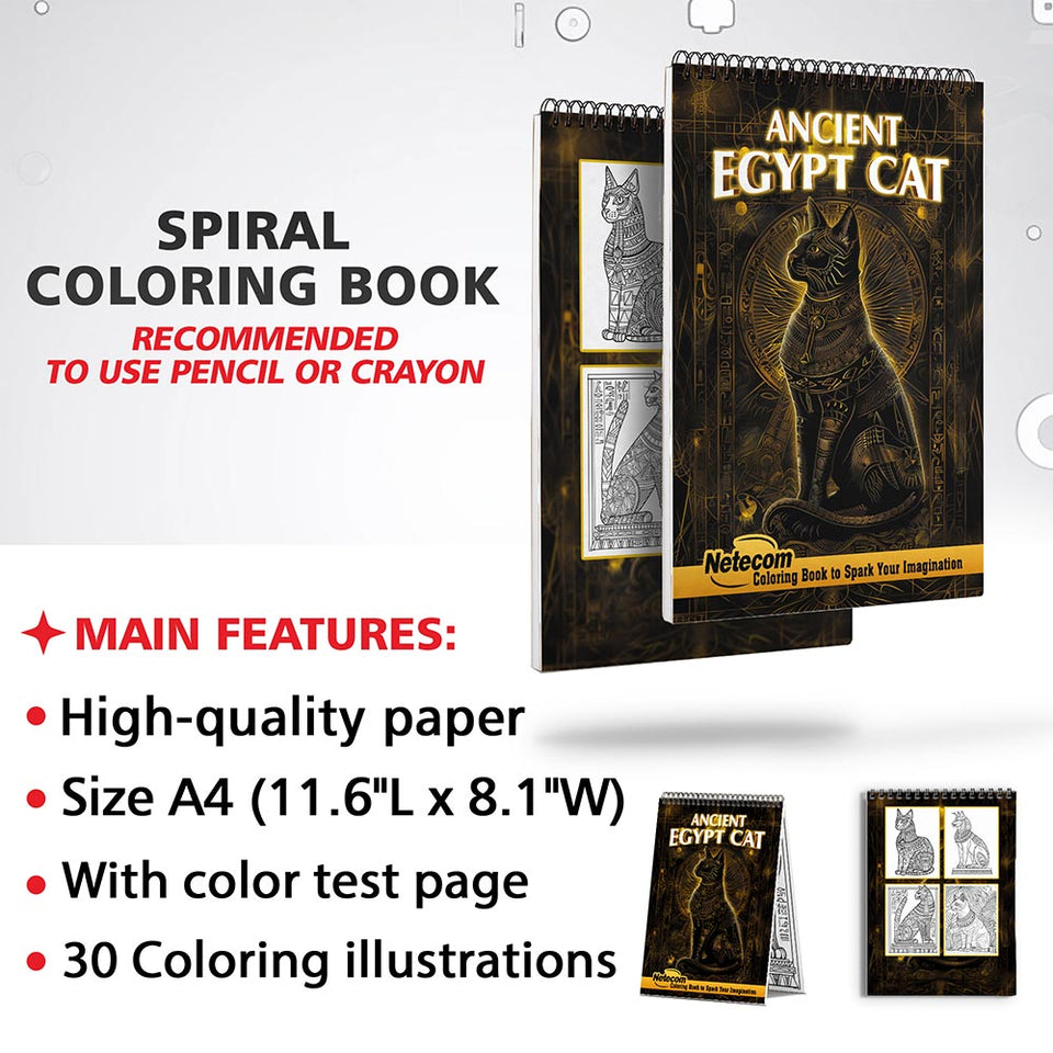 Netecom Ancient Egypt Cat Coloring Sheets for Adults