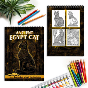 Netecom Ancient Egypt Cat Spiral Coloring Book for Adults