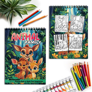 Netecom Animal Family Spiral Coloring Book for Adults