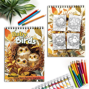 Netecom Baby Birds Spiral Coloring Book for Adults