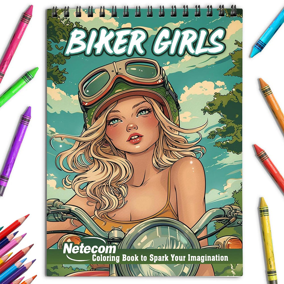 Netecom Biker Girls Coloring Book for Adults