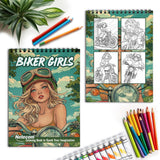 Netecom Biker Girls Spiral Coloring Book for Adults