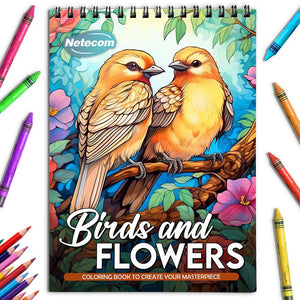 Netecom Birds and Flowers Coloring Book for Adults