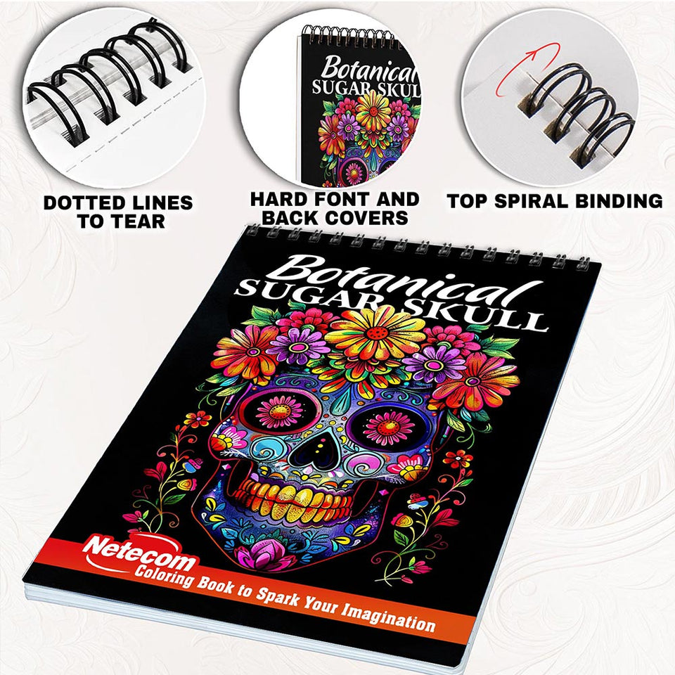 Netecom Botanical Sugar Skull Coloring Pages for Adults