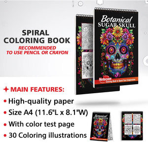 Netecom Botanical Sugar Skull Coloring Sheets for Adults