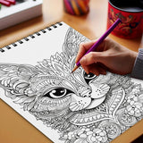 Netecom Cats Mandala Coloring Book Spiral Bound for Adults