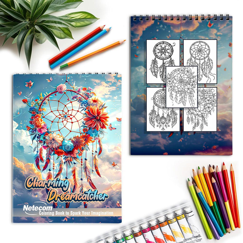 Netecom Charming Dreamcatcher Spiral Coloring Book for Adults