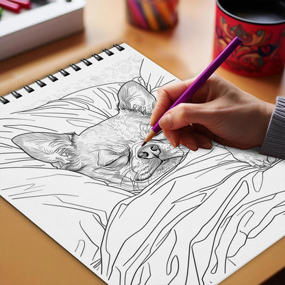 Netecom Chihuahua Coloring Book Spiral Bound for Adults