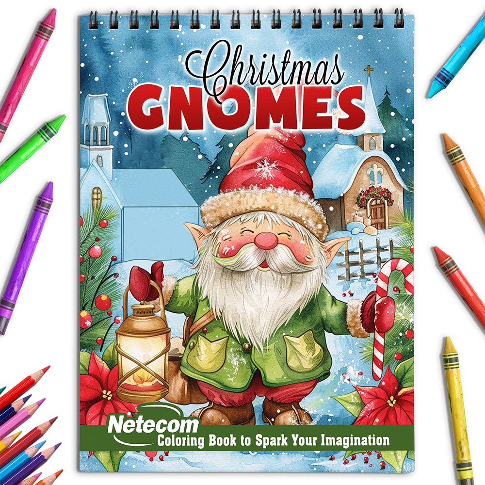 Netecom Christmas Gnomes Coloring Book for Adults and Kids