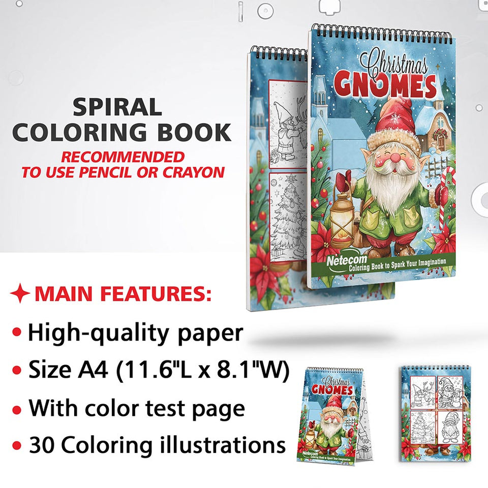 Netecom Christmas Gnomes Coloring Sheets for Adults and Kids