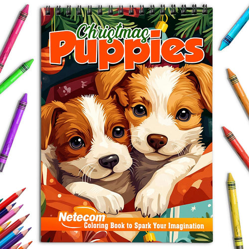 Netecom Christmas Puppies Coloring Book for Adult