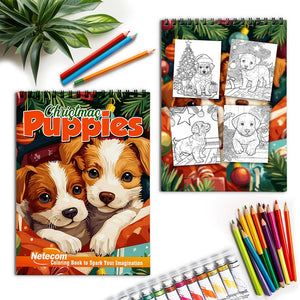 Netecom Christmas Puppies Spiral Coloring Book for Adult