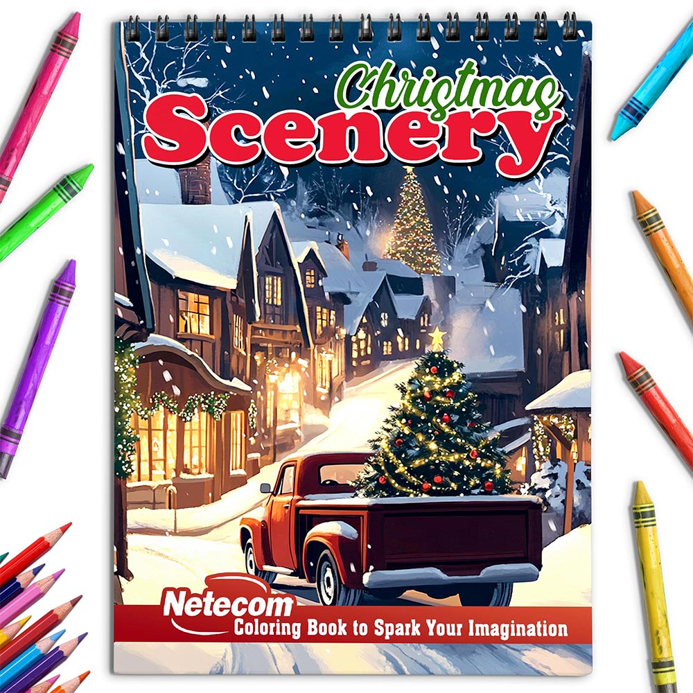 Netecom Christmas Scenery Coloring Book for Adult