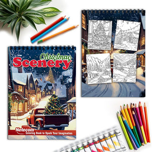 Netecom Christmas Scenery Spiral Coloring Book for Adult