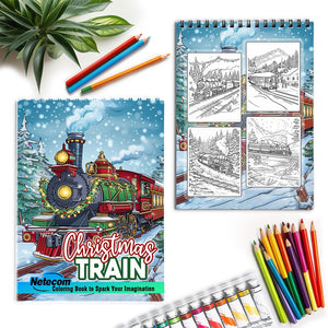 Netecom Christmas Train Spiral Coloring Book for Adult