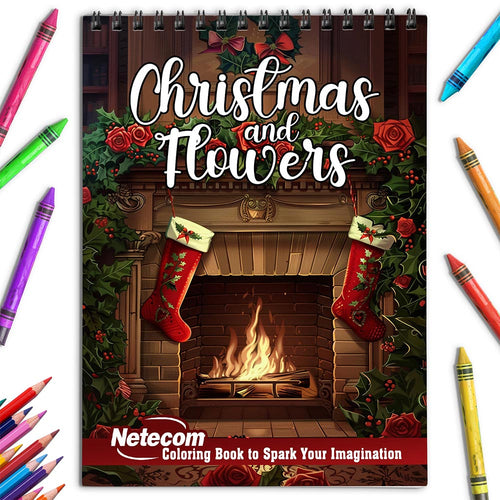 Netecom Christmas and Flowers Coloring Book for Adult