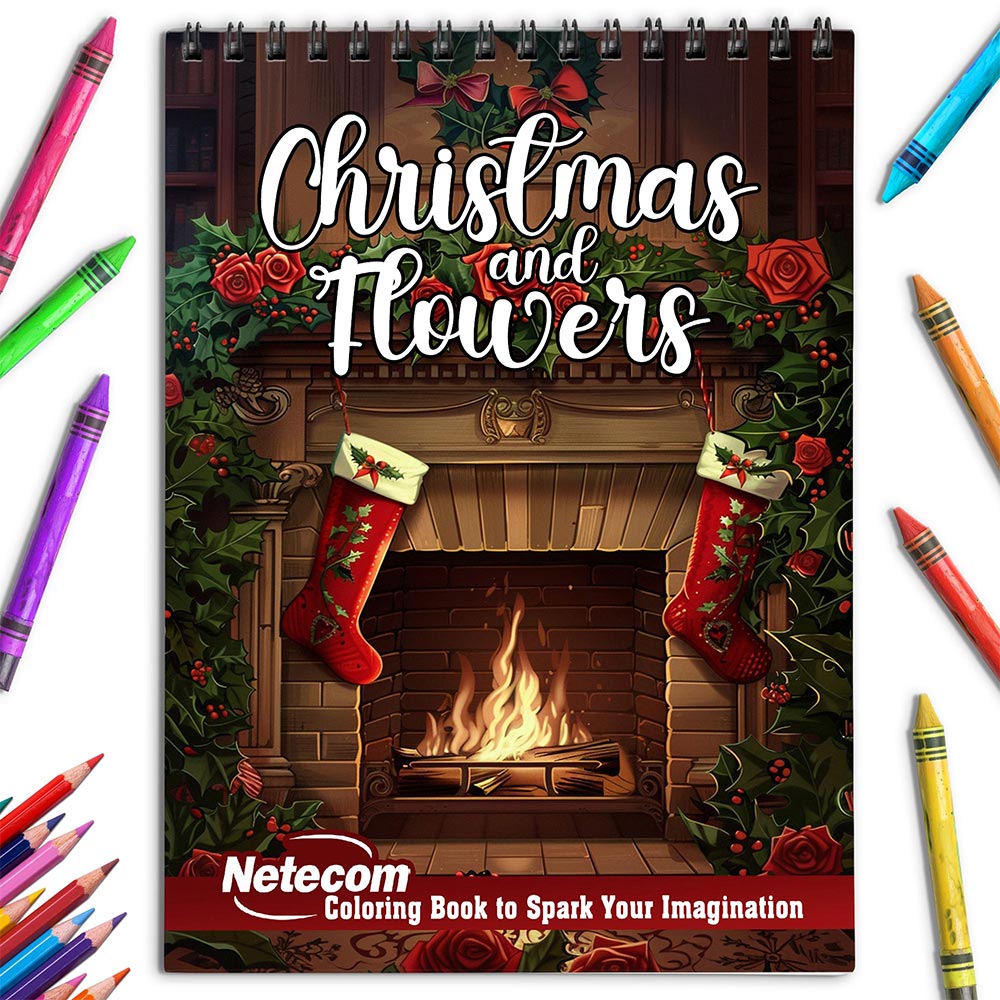 Netecom Christmas and Flowers Coloring Book for Adult