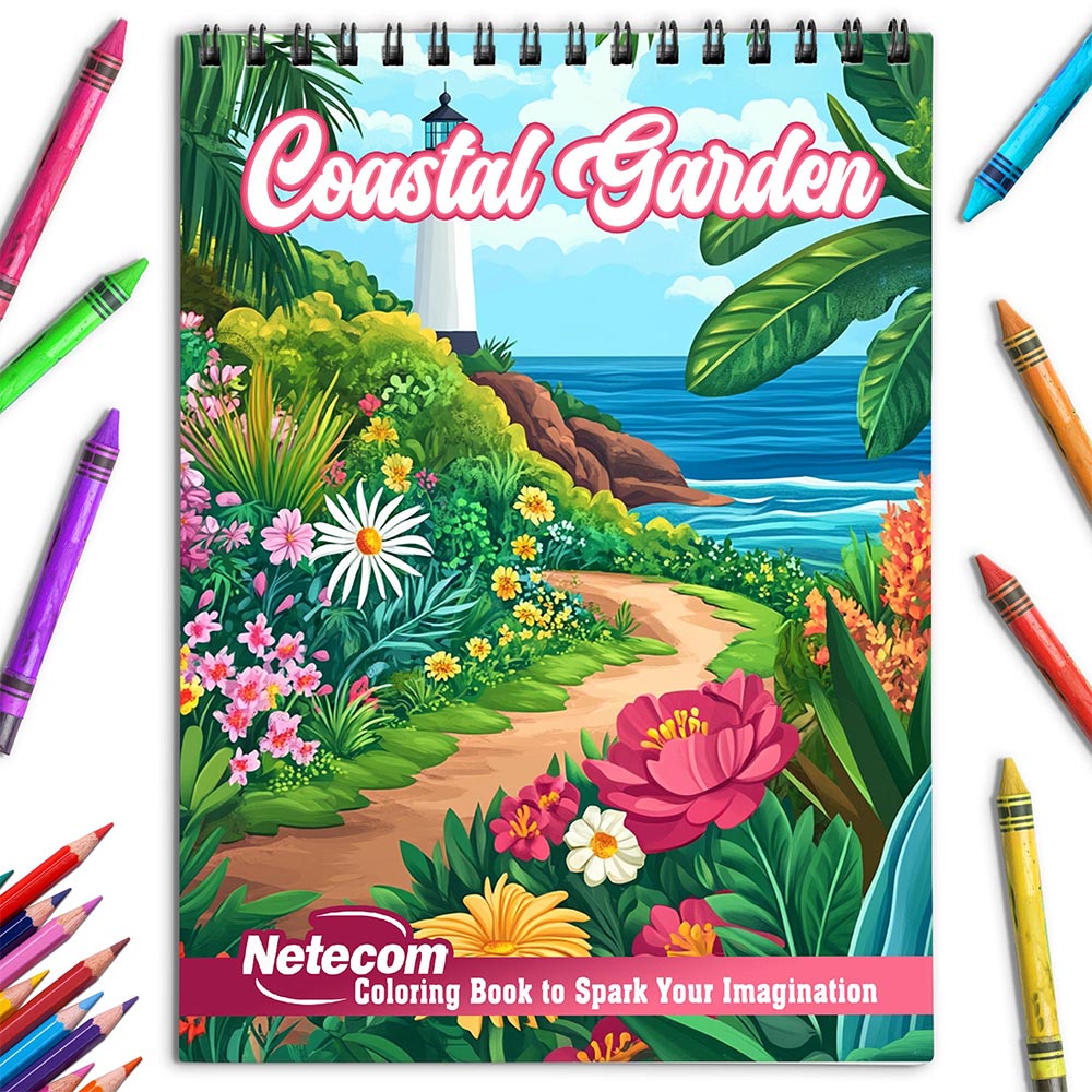 Netecom Coastal Garden Coloring Book for Adults