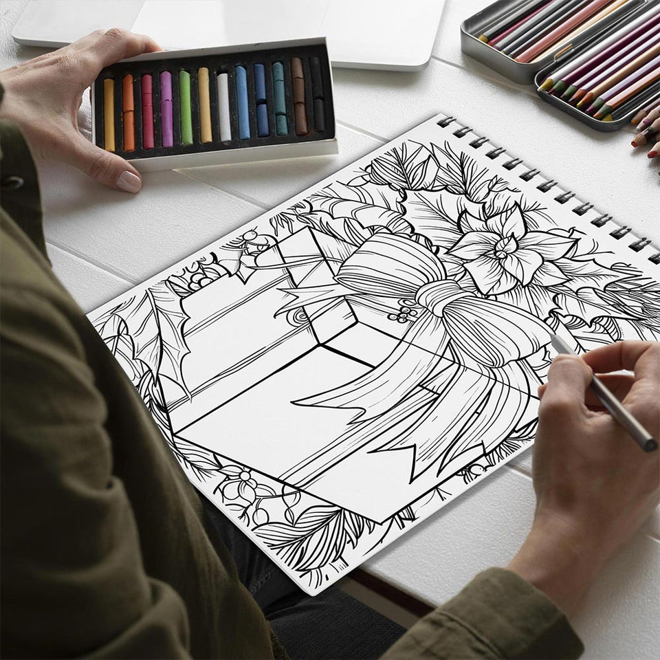 Netecom Colorful Christmas Spiral Bound Coloring Book for Adult