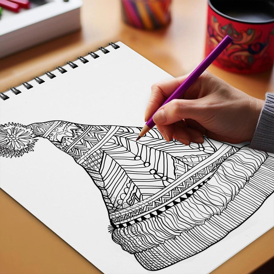 Netecom Colorful Christmas Coloring Book Spiral Bound for Adult