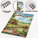 Netecom Country Farm Coloring Book for Adults, Spiral Bound, Soft Cover