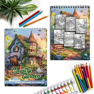 Netecom Country Garden Spiral Coloring Book for Adults