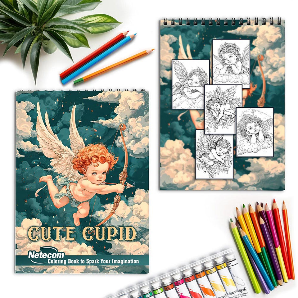 Netecom Cute Cupid Spiral Coloring Book for Adults