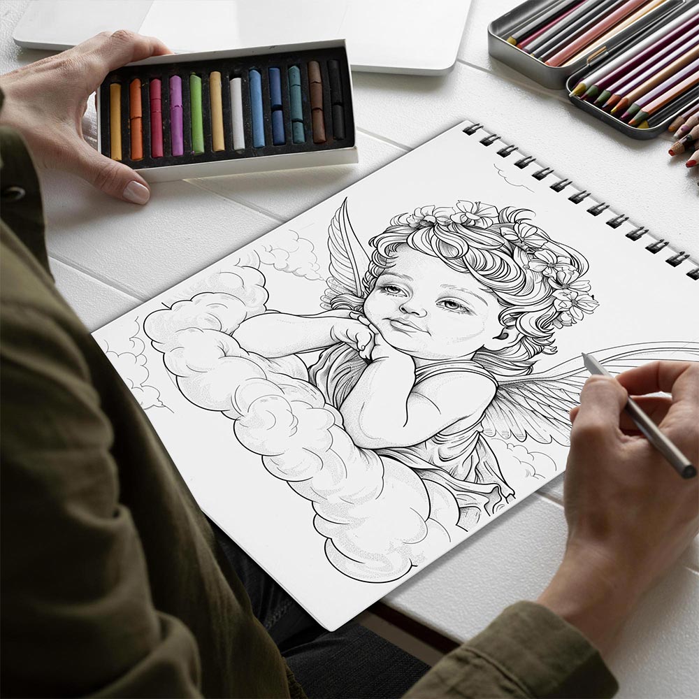 Netecom Cute Cupid Spiral Bound Coloring Book for Adults
