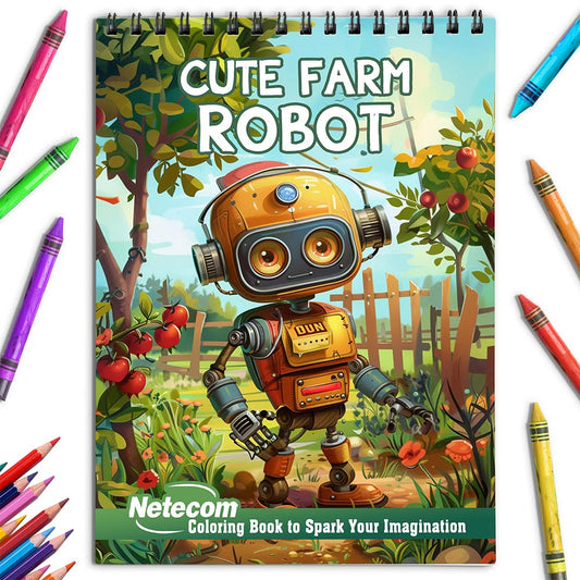 Netecom Cute Farm Robot Coloring Book for Adults