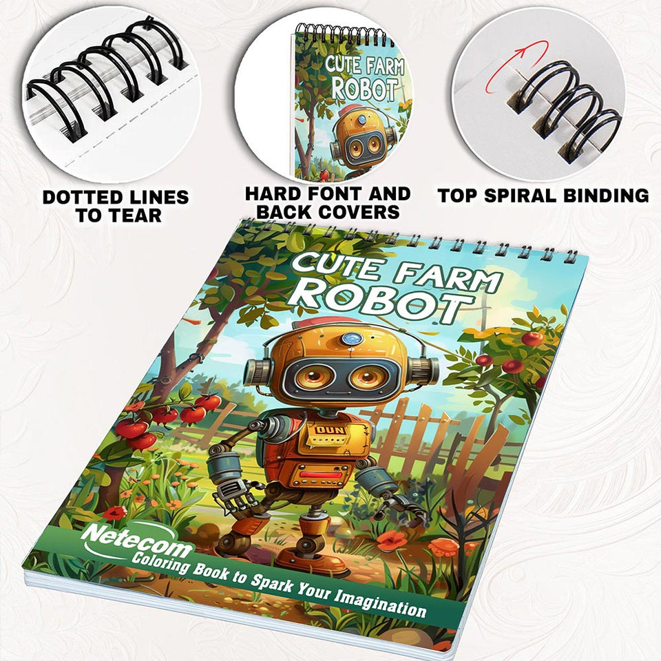 Netecom Cute Farm Robot Coloring Pages for Adults