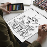Netecom Cute Farm Robot Spiral Bound Coloring Book for Adults
